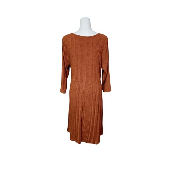 Cato Sweater Dress Size 18/20W Brown Faux Wrap Preppy Bohemian Career Neutral - Picture 2 of 8